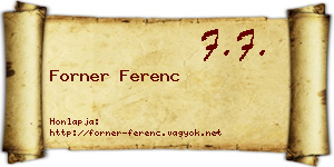 Forner Ferenc névjegykártya